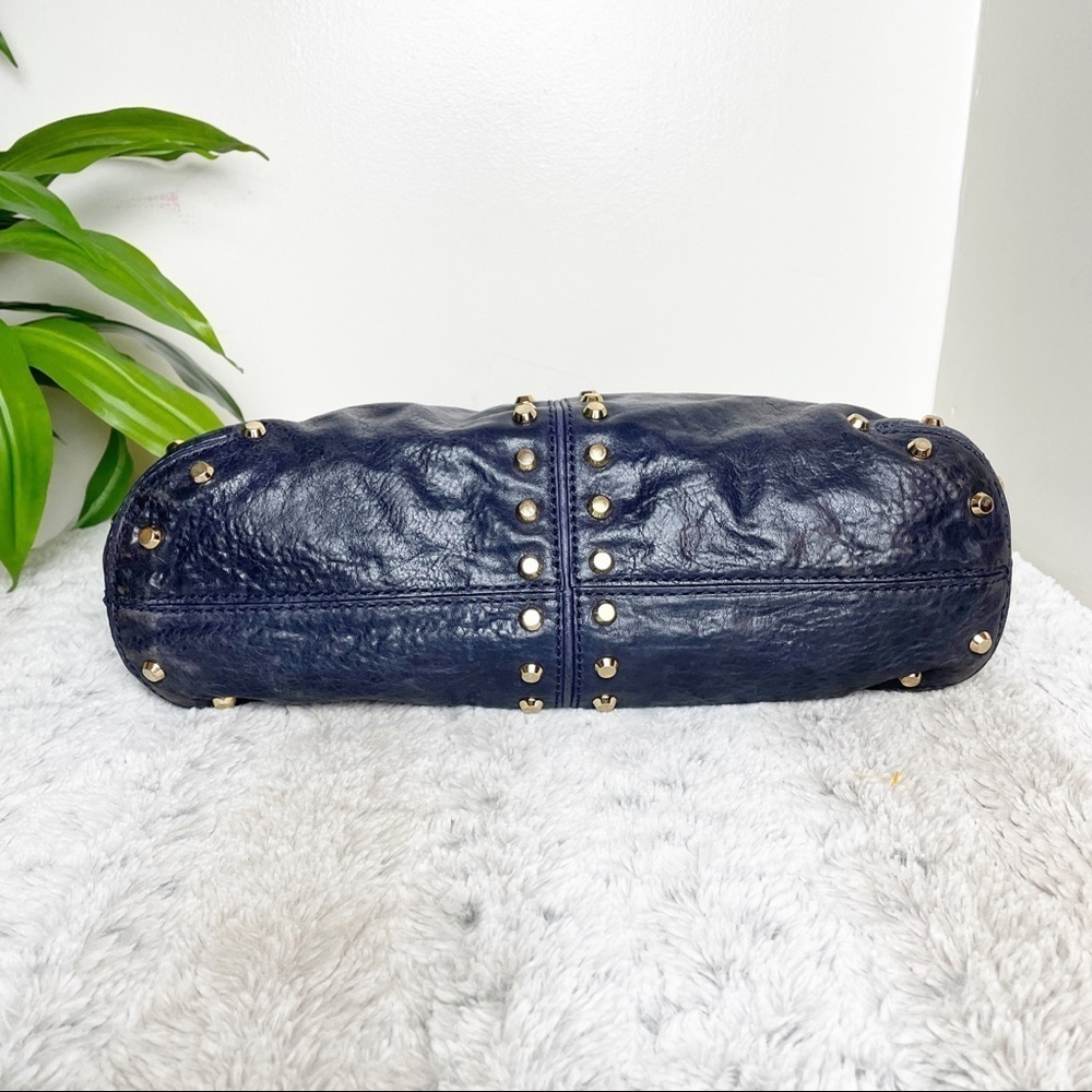 Michael Kors Y2K “Astor" studded blue distressed moto leather handbag - Picture 7 of 14